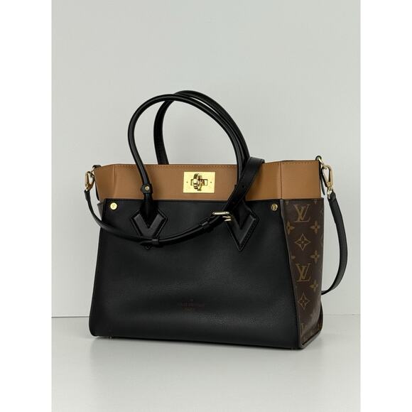 LOUIS VUITTON On My Side MM Tote Shoulder Bag in Leather/Monogram Canvas - Picture 1 of 16